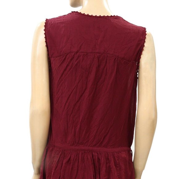 Isabel Marant Etoile Lace Shift Tunic Dress Summer Maroon Cotton S New 231814 - Picture 4 of 5